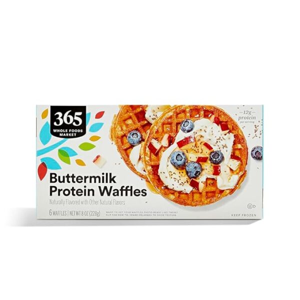 365 by Whole Foods Market Buttermilk Protein Waffles, 6 Count – 8 oz Box