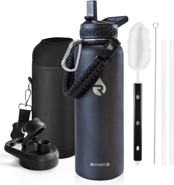 Insulated Water Bottle 40 oz - Triple Wall Stainless Steel, Leak Proof, BPA-Free, Cold for 48 Hours - Magic Black