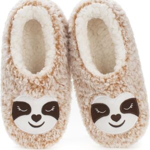 Adorable Fuzzy Animal Slippers for Kids, Girls & Women – Cozy House Socks with Anti-Skid Soles