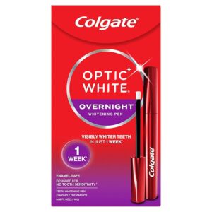 Colgate Optic White Overnight Teeth Whitening Pen – Hydrogen Peroxide Formula for Visibly Whiter Teeth in 1 Week