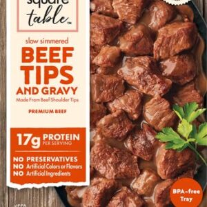 Hormel Square Table Slow Simmered Beef Tips & Gravy – Refrigerated Entrée, 15 oz