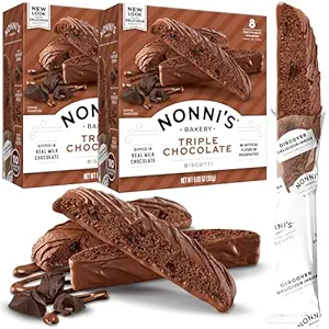 Nonni's Triple Chocolate Biscotti – Italian Cookies with Dark Chocolate, 2 Boxes, Individually Wrapped