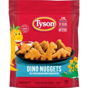 Tyson Fully Cooked Fun Dinosaur Chicken Nuggets, 29 oz (Frozen) – Kid-Friendly, Delicious & Easy Meal Option