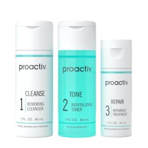 Proactiv 3 Step Acne Treatment Kit - Benzoyl Peroxide Face Wash, Exfoliating Toner, Repairing Acne Spot Treatment for Face and Body, 30 Day Complete Acne Skin Care Solution