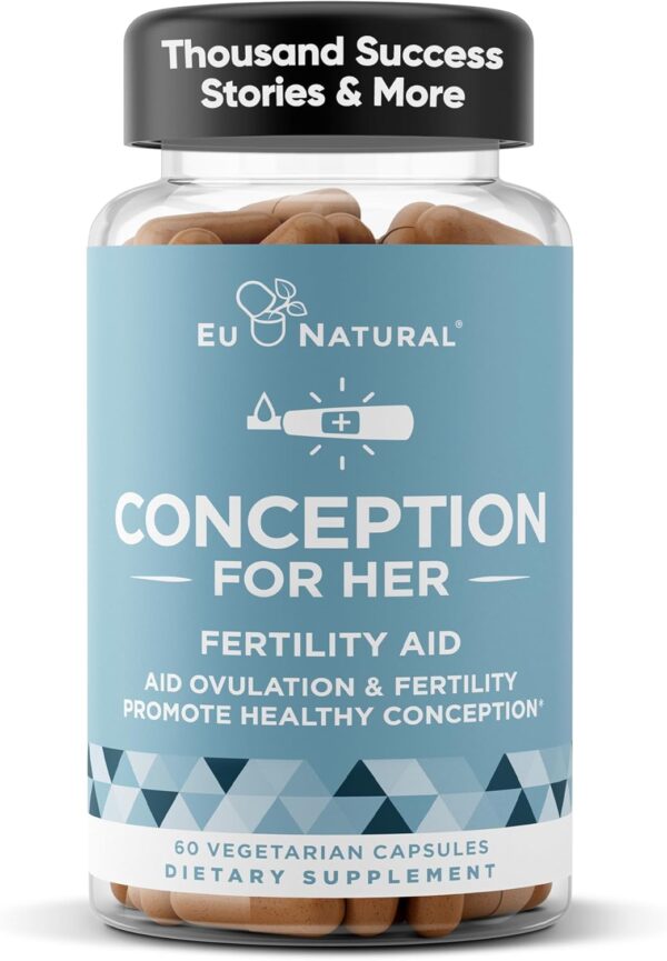 Eu Natural Conception Fertility Supplements for Women – Supports Ovulation, Hormonal Balance & Regular Cycles – 60 Veg Capsules