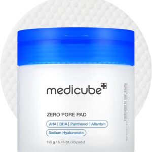 Medicube Zero Pore Pads 2.0 – Exfoliating Toner Pads with AHA & BHA for Pore Care, 70 Pads