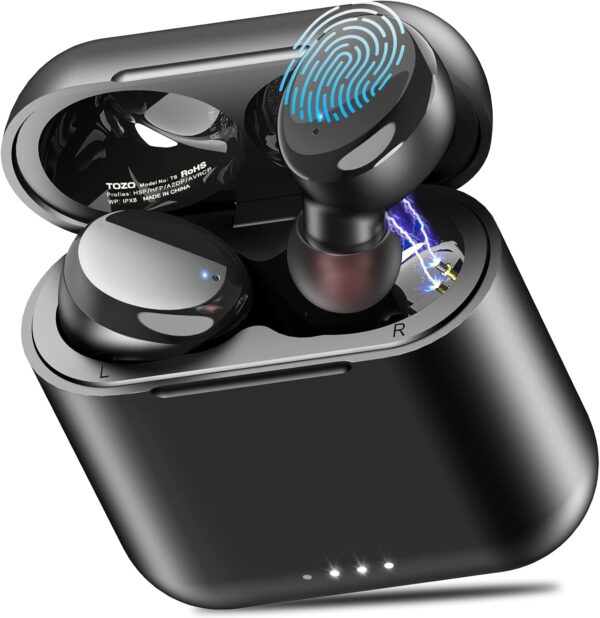 True Wireless Earbuds Bluetooth 5.3 Headphones with 50H Playtime, Wireless Charging Case, IPX8 Waterproof, Deep Bass Stereo Earphones,