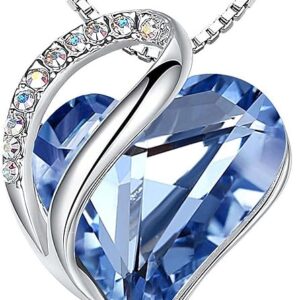 Necklaces for Women – Infinity Love Birthstone Heart Crystal Pendant, Silver Plated, 18”+2” Adjustable Chain – Elegant Birthday Jewelry Gift for Her, Mom, Wife