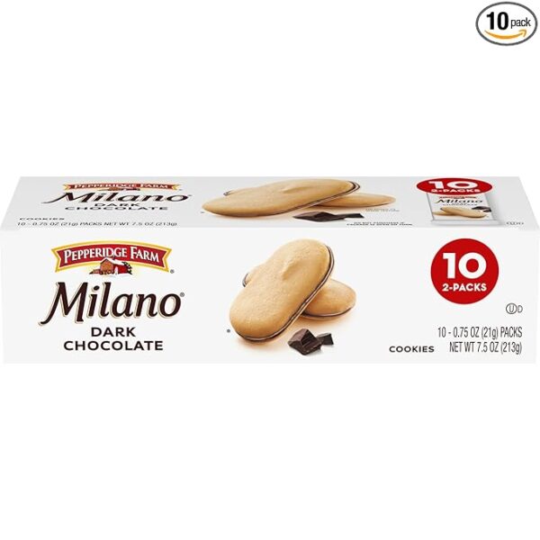 Pepperidge Farm Milano Dark Chocolate Cookies – 10 Packs, 2 Cookies per Pack
