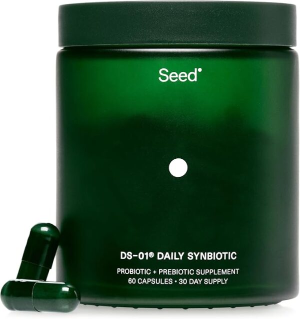 Seed DS-01 Daily Synbiotic – Prebiotic & Probiotic for Women and Men, Supports Digestive and Gut Health, Immune System, Bloating & Constipation Relief, Vegan, Shelf-Stable – 60 Capsules (30-Day Supply)