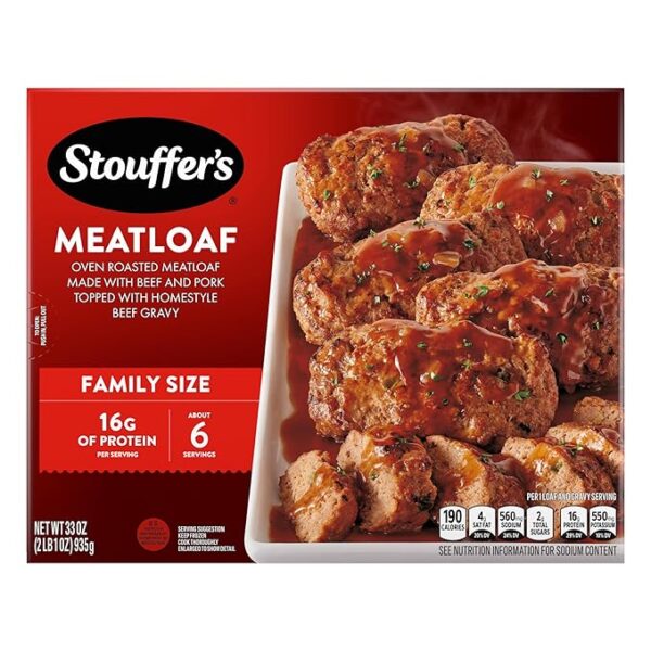 Stouffer’s Meatloaf, Family Size – Frozen Meatloaf Dinner, Easy Meals for Oven or Microwave, Hearty Family Frozen Dinners