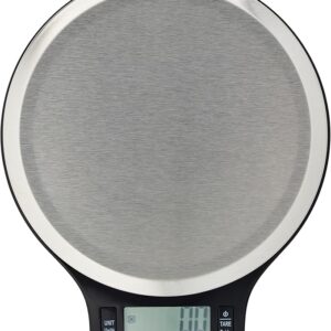 Amazon Basics Digital Kitchen Scale – LCD Display, Batteries Included, 11 lb Capacity, Black & Stainless Steel