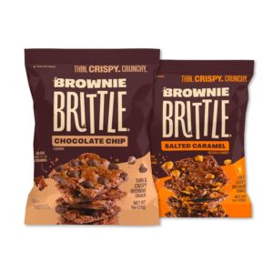 Brownie Brittle – Chocolate Chip & Salted Caramel Thin and Crispy Sweet Snacks (Pack of 20, 1 oz) | Rich Gourmet Brownie Bites Dessert Treat