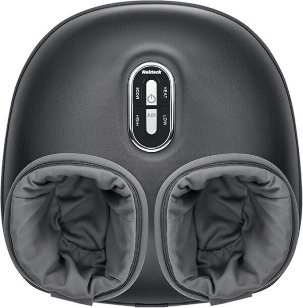 Nekteck Shiatsu Foot Massager Machine with Heat – Deep Kneading, Air Compression, Improves Blood Circulation & Foot Wellness, Ideal for Home & Office Use – Gray