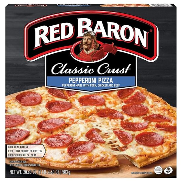 Red Baron Classic Pepperoni Pizza – Frozen Pizza with Crispy Crust, 20.60 oz