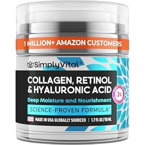 SimplyVital Collagen & Retinol Cream – Anti-Aging Moisturizer with Hyaluronic Acid for Face, Neck & Décolleté