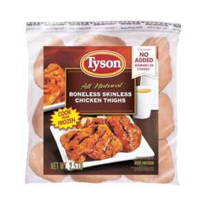 Tyson Boneless Skinless Chicken Thighs 2.5 lb – Frozen, Juicy & Tender Cuts for Easy Meals