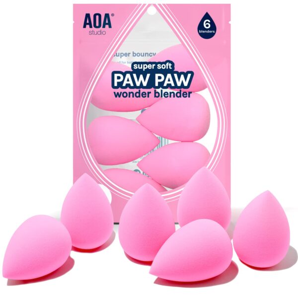 AOA Studio Collection Makeup Sponge Set – 6 Pcs Latex-Free High-Definition Beauty Blenders for Powder, Cream & Liquid – Super Soft Wonder Cosmetic Sponges