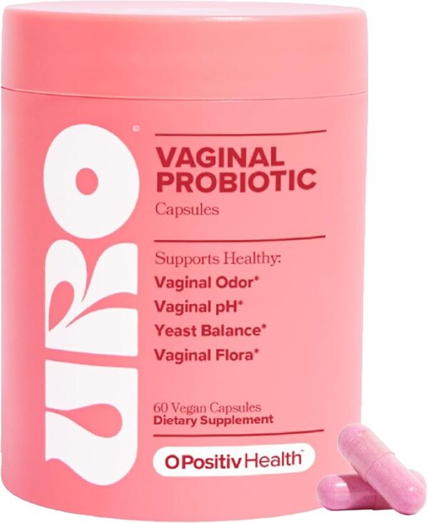 O Positiv URO Vaginal Probiotics for Women – pH Balance Support with Prebiotics & Lactobacillus Blend – Promotes Healthy Vaginal Flora & Odor – 60 Capsules