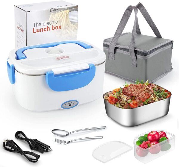 FVW Electric Lunch Box Food Warmer – 2-in-1 Portable Food Heater for Car & Home, Leak-Proof with 1.5L Stainless Steel Container