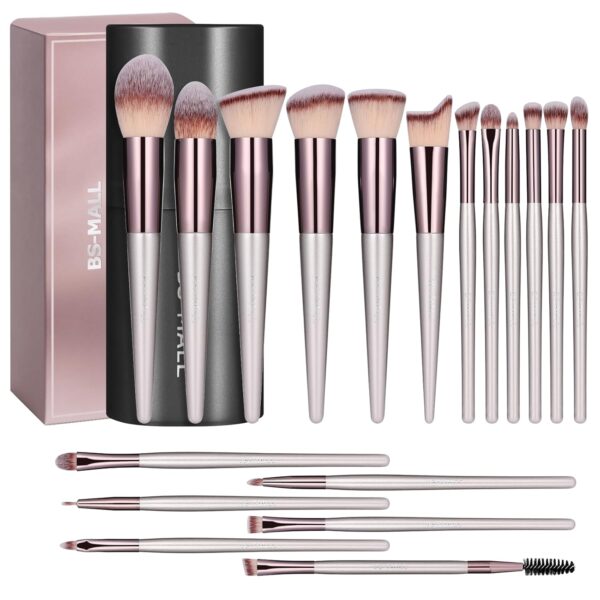 BS-MALL 18 Pcs Makeup Brush Set – Premium Synthetic Foundation, Powder, Concealer, Eyeshadow & Blush Brushes with Black Case