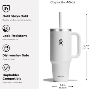 Hydro Flask 40 Oz Travel Tumbler with Handle, Lid & Straw – Black Stainless Steel, Insulated & Leak-Resistant
