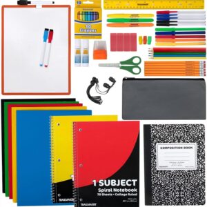 Trail maker Back to School Supplies 60 Piece Bundle Kit – Complete School Supply Set for Girls, Boys, and Kids with Notebooks, Folders, Headphones, Ruler & More