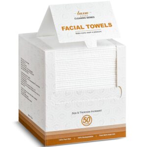 Ultra-Soft Biodegradable Disposable Face Towels – 50 Count | Thick, Gentle & Eco-Friendly Wipes for Sensitive Skin, Makeup Removal & Travel