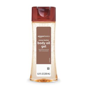 Amazon Basics Body Oil Gel with Cocoa Butter – Paraben Free Moisturizer for Soft, Radiant Skin – 6.8 Fl Oz (Pack of 1)