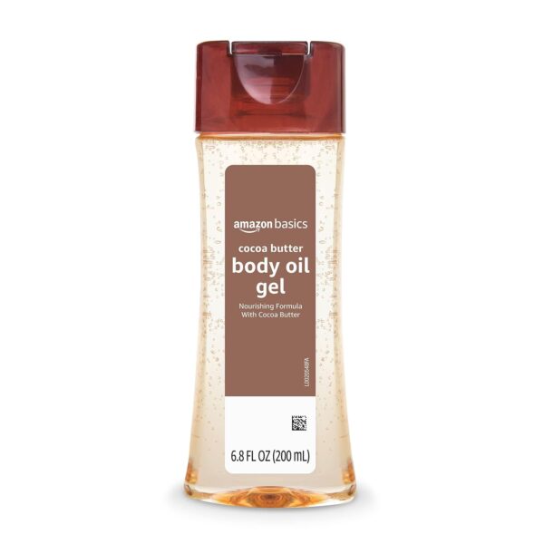 Amazon Basics Body Oil Gel with Cocoa Butter – Paraben Free Moisturizer for Soft, Radiant Skin – 6.8 Fl Oz (Pack of 1)