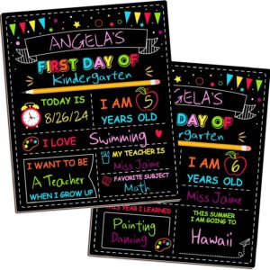 Reusable Double-Sided First & Last Day of School Sign – 12x10” Colorful Chalkboard for Preschool, Pre-K & Kindergarten Memories