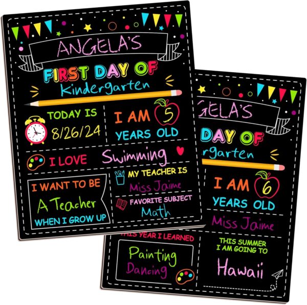 Reusable Double-Sided First & Last Day of School Sign – 12x10” Colorful Chalkboard for Preschool, Pre-K & Kindergarten Memories