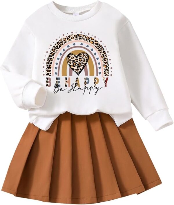 Toddler Girl 2-Piece Outfit – Letter Print Sweatshirt & Pleated Skirt Set | Cute Spring & Fall Clothes for Girls