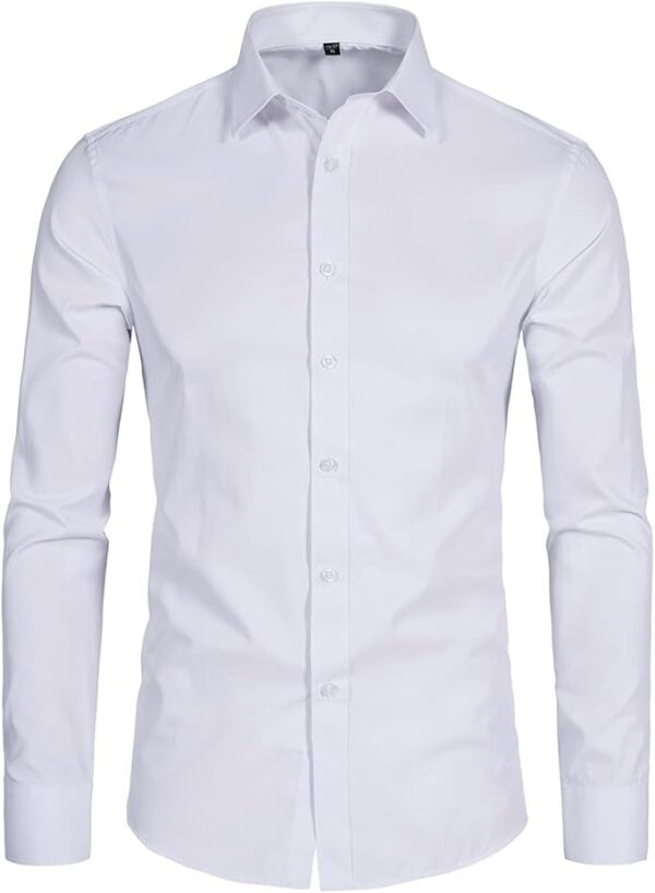 Men's Long Sleeve Button Up Shirt – Solid Slim Fit Casual Business & Formal Dress Shirt