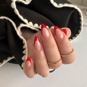 KQueenest Press-On Nails – 30 Pcs Natural Nude Medium Almond, French Tip Short Gel Artificial Nails for Women DIY Manicure