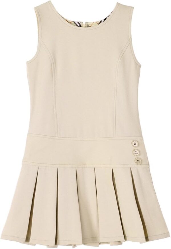 Bienzoe Girls School Uniform Jumper – Stretch Pleated Durable Sleeveless Knee-Length Dress for Kids