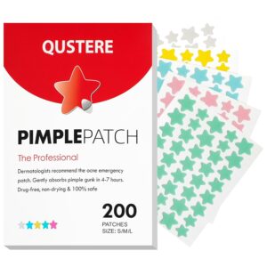 Pimple Patches for Face – 200 Count Cute Star Hydrocolloid Acne Patches with Tea Tree, Salicylic Acid & Cica Oil, 3 Sizes