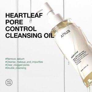 Anua Heartleaf Pore Control Cleansing Oil – Korean Oil Cleanser for Face, Makeup & Blackhead Removal, 6.76 fl oz