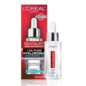 L’Oreal Paris Revitalift 1.5% Pure Hyaluronic Acid Serum – Deep Hydration & Wrinkle Reduction for All Skin Types, 1 Oz