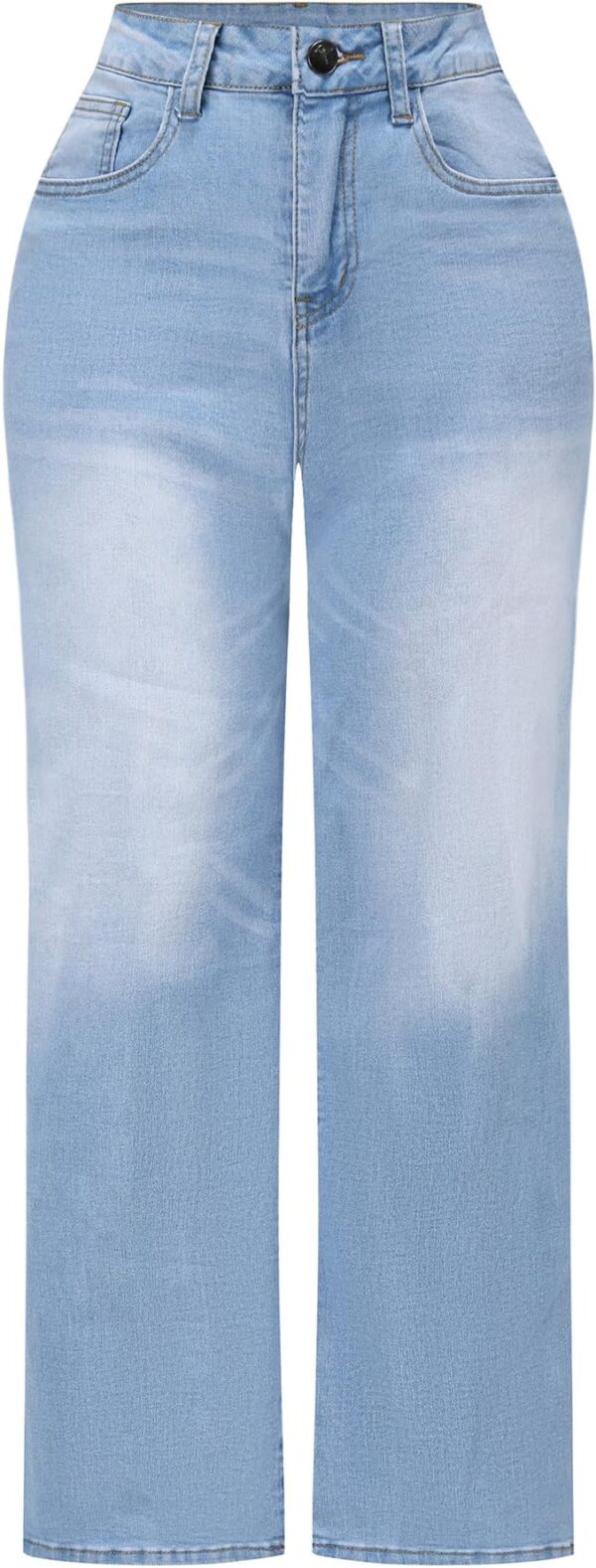 THUNDER STAR Women’s High Waisted Wide Leg Jeans – Stretchy Distressed Denim Pants