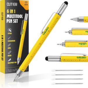Cool Pen Gifts for Men – 6-in-1 Multi-Tool Tech Pen in Yellow, Perfect Personalized Gift for Dad, Him & Special Occasions