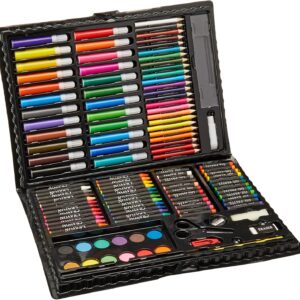 Darice 120-Piece Deluxe Art Set – Complete Drawing & Painting Kit in Plastic Case for Kids, Adults & Creative Gifting
