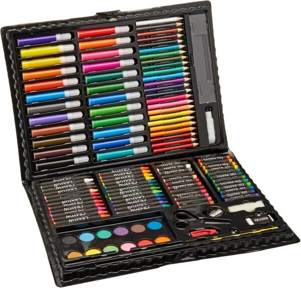 Darice 120-Piece Deluxe Art Set – Complete Drawing & Painting Kit in Plastic Case for Kids, Adults & Creative Gifting