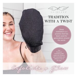Seraphic Skincare Premium Exfoliating Mitt – Korean Body Scrubber Glove for Dead Skin Removal, Self-Tan Prep & KP Treatment