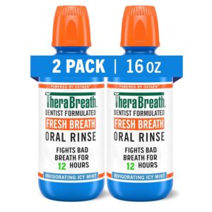 TheraBreath Fresh Breath Mouthwash Pack of 2 – Icy Mint, Alcohol-Free, Dentist Recommended