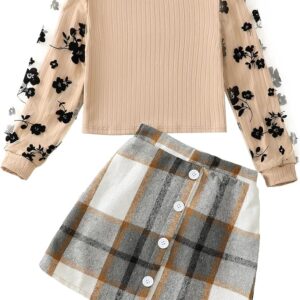 Girls' Skirt Set – Cute Casual Fall & Winter Outfit | Long Sleeve Top + Skirt | Stylish & Comfy Clothes Set for Girls