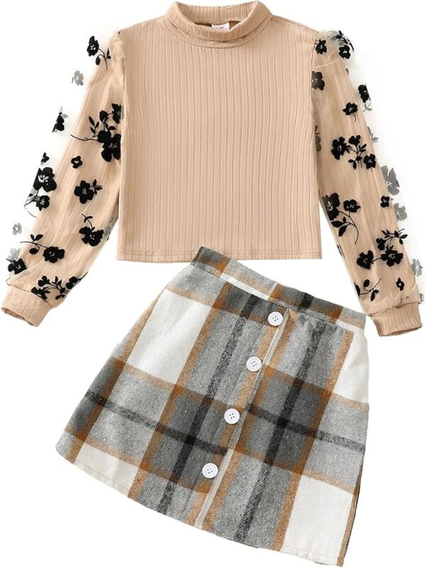 Girls' Skirt Set – Cute Casual Fall & Winter Outfit | Long Sleeve Top + Skirt | Stylish & Comfy Clothes Set for Girls
