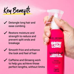 Marc Anthony Grow Long Leave-In Conditioner Spray – Biotin, Vitamin E & Ginseng for Strong, Frizz-Free Hair