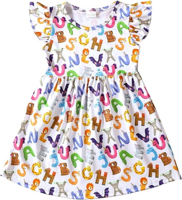 Adorable Toddler Girl Back to School Dress – Pencil & School Bus Print Summer Outfit (3-8T)