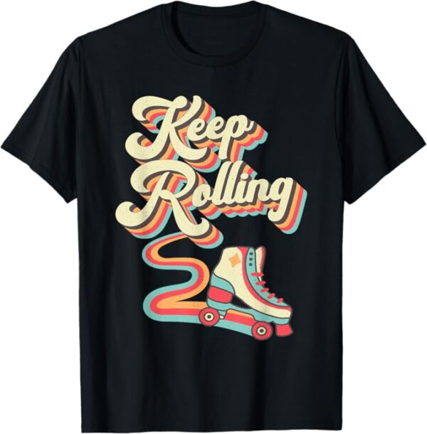 Cool Roller Skating Skate Girl 1970s Retro T-Shirt – Vintage Style Graphic Tee for Skaters & Retro Lovers